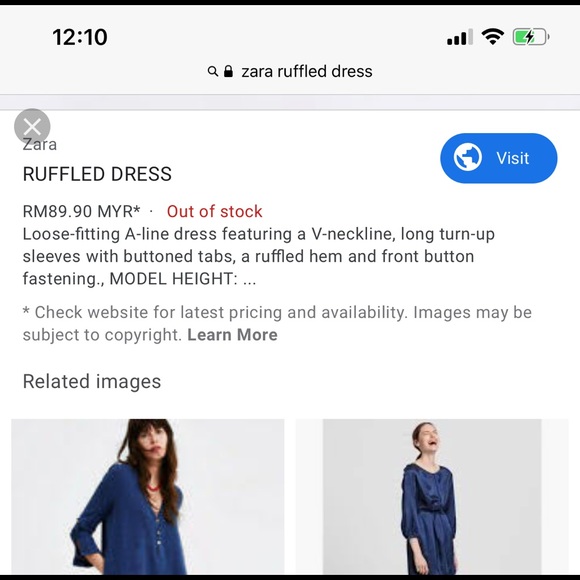 Zara Blue Ruffle Dress - Picture 2 of 5